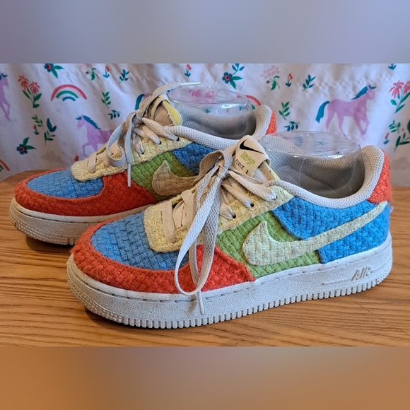 Nike Air Force One LV8 Next Nature GS Hemp Edition Multicolor Sneaker Shoe SZ 6 - Picture 3 of 11